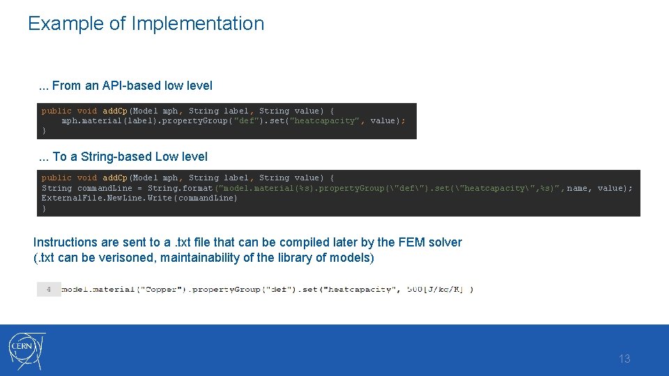 Example of Implementation. . . From an API-based low level public void add. Cp(Model Example of Implementation. . . From an API-based low level public void add. Cp(Model