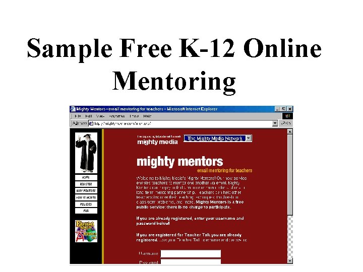 Sample Free K-12 Online Mentoring 