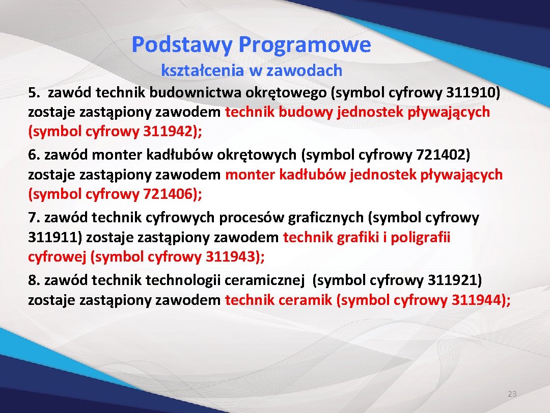 Podstawy Programowe kształcenia w zawodach 5. zawód technik budownictwa okrętowego (symbol cyfrowy 311910) zostaje