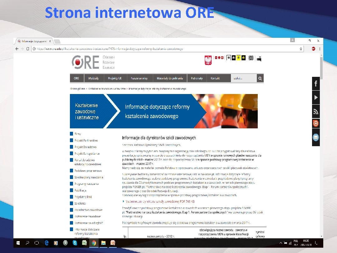 Strona internetowa ORE 27 