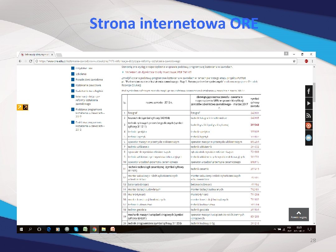 Strona internetowa ORE 28 