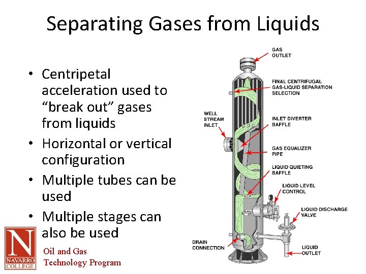 Separating Gases from Liquids • Centripetal acceleration used to “break out” gases from liquids