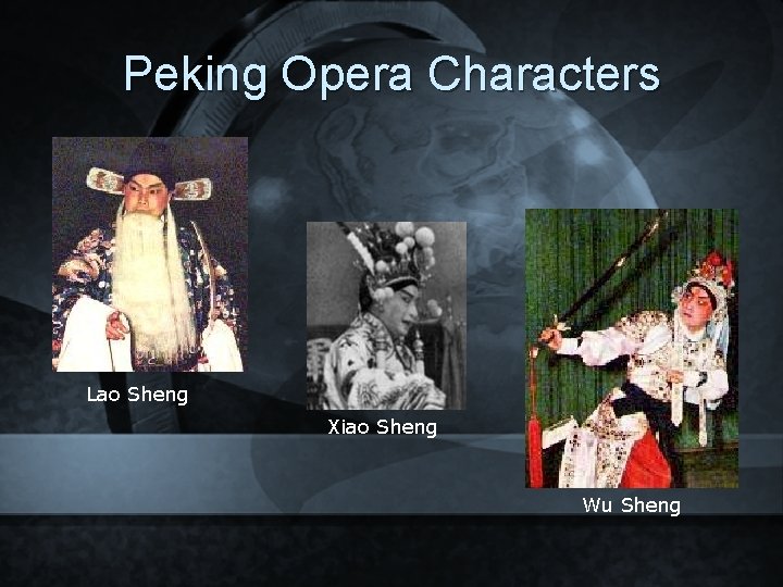 Peking Opera Characters Lao Sheng Xiao Sheng Wu Sheng 