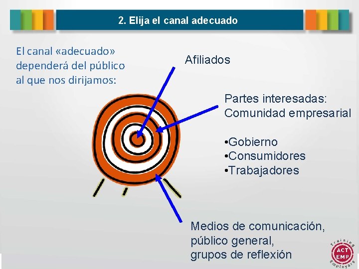 2. Elija el canal adecuado El canal «adecuado» dependerá del público al que nos