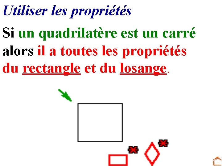 Utiliser les propriétés Si un quadrilatère est un carré alors il a toutes les