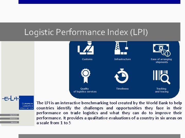 Logistic Performance Index (LPI) The LPI is an interactive benchmarking tool created by the