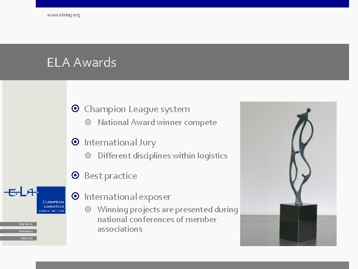 www. elalog. org ELA Awards Champion League system National Award winner compete International Jury