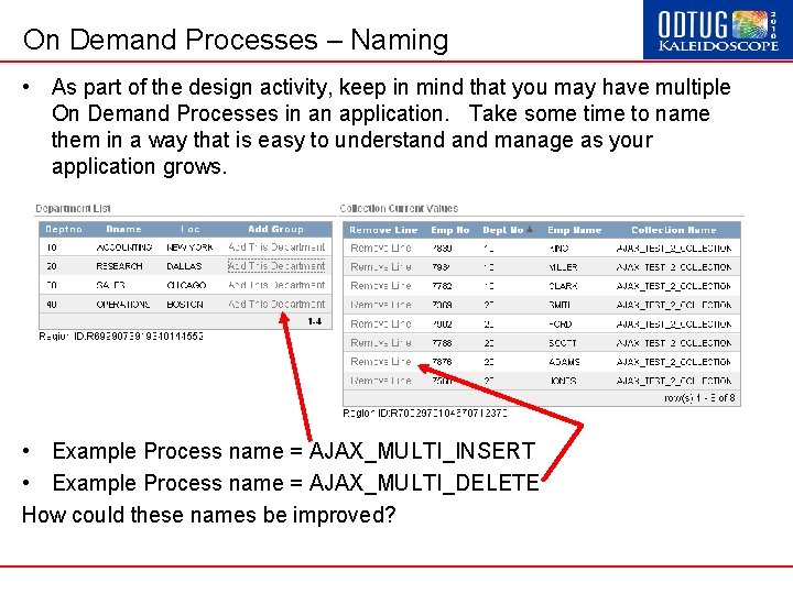 On Demand Processes – Naming • As part of the design activity, keep in