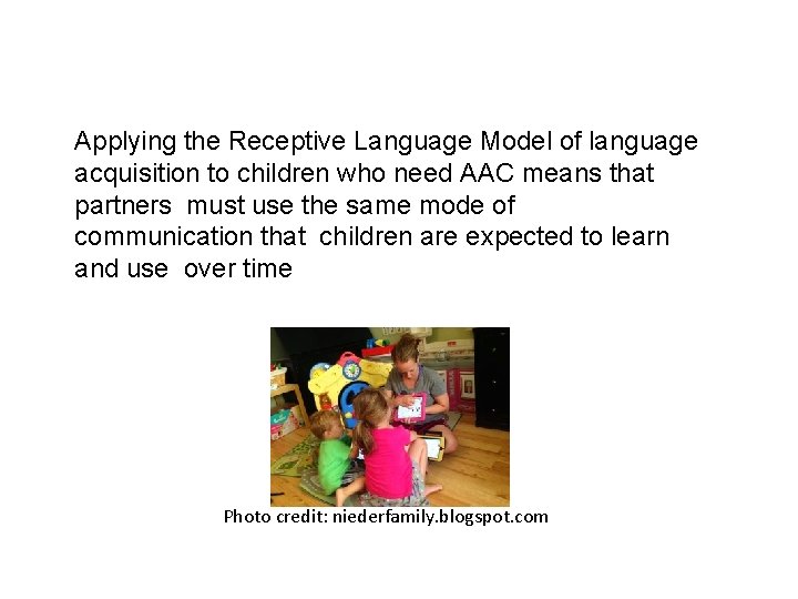 Applying the Receptive Language Model of language acquisition to children who need AAC means