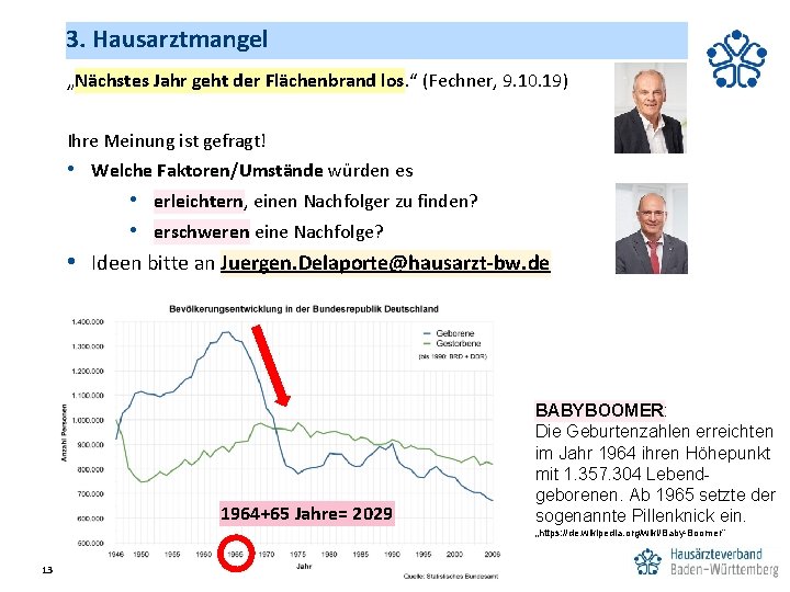 3. Hausarztmangel „Nächstes Jahr geht der Flächenbrand los. “ (Fechner, 9. 10. 19) Ihre