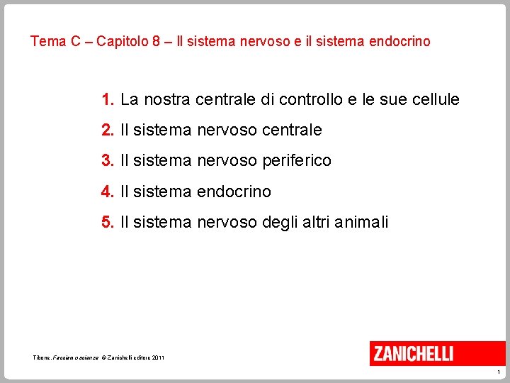 Tema C – Capitolo 8 – Il sistema nervoso e il sistema endocrino 1.