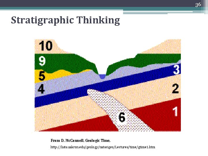 36 Stratigraphic Thinking From D. Mc. Connell, Geologic Time, http: //lists. uakron. edu/geology/natscigeo/Lectures/time/gtime 1. 36 Stratigraphic Thinking From D. Mc. Connell, Geologic Time, http: //lists. uakron. edu/geology/natscigeo/Lectures/time/gtime 1.