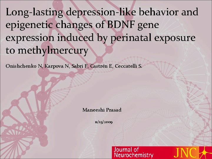 Long-lasting depression-like behavior and epigenetic changes of BDNF gene expression induced by perinatal exposure