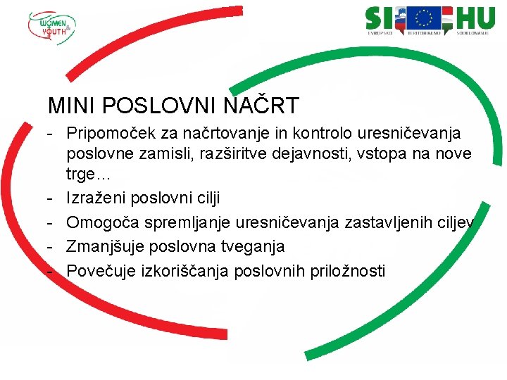 MINI POSLOVNI NAČRT - Pripomoček za načrtovanje in kontrolo uresničevanja poslovne zamisli, razširitve dejavnosti,