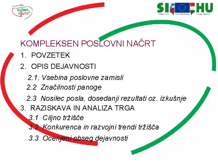 KOMPLEKSEN POSLOVNI NAČRT 1. POVZETEK 2. OPIS DEJAVNOSTI 2. 1. Vsebina poslovne zamisli 2.