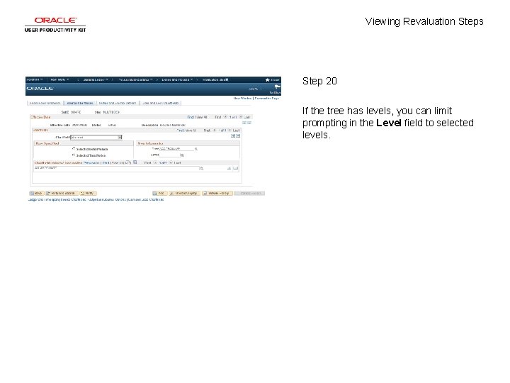 Viewing Revaluation Steps Step 20 If the tree has levels, you can limit prompting