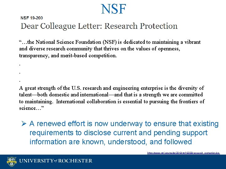 NSF “…the National Science Foundation (NSF) is dedicated to maintaining a vibrant and diverse NSF “…the National Science Foundation (NSF) is dedicated to maintaining a vibrant and diverse