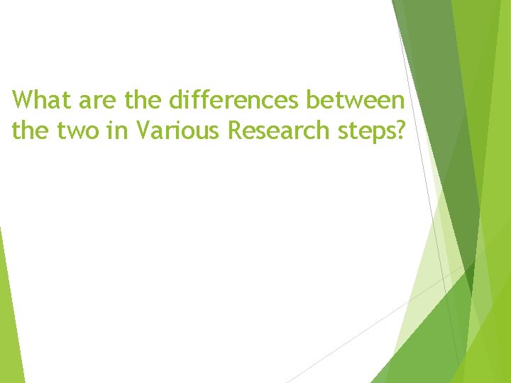 What are the differences between the two in Various Research steps? 
