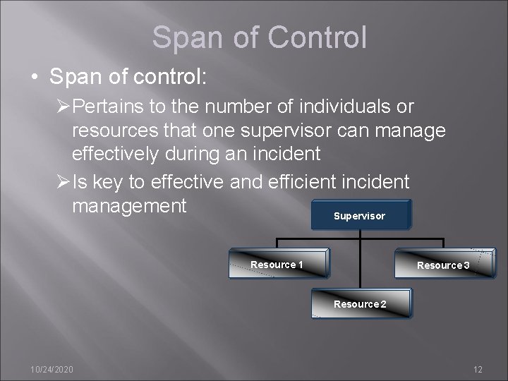 Span of Control • Span of control: ØPertains to the number of individuals or