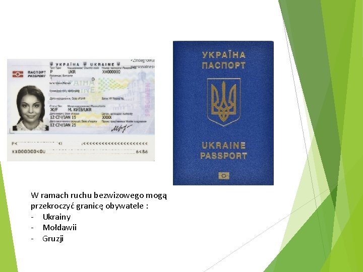 W ramach ruchu bezwizowego mogą przekroczyć granicę obywatele : - Ukrainy - Mołdawii -