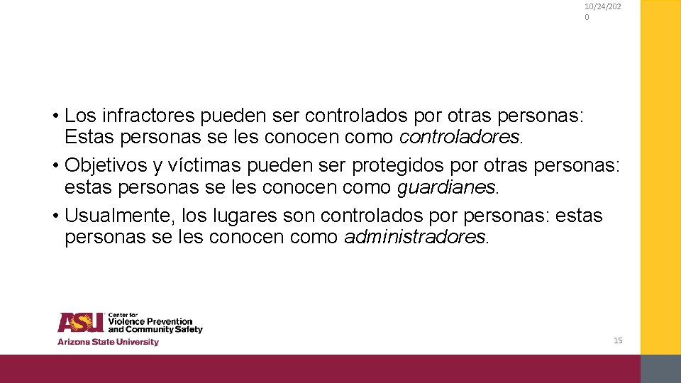 10/24/202 0 • Los infractores pueden ser controlados por otras personas: Estas personas se