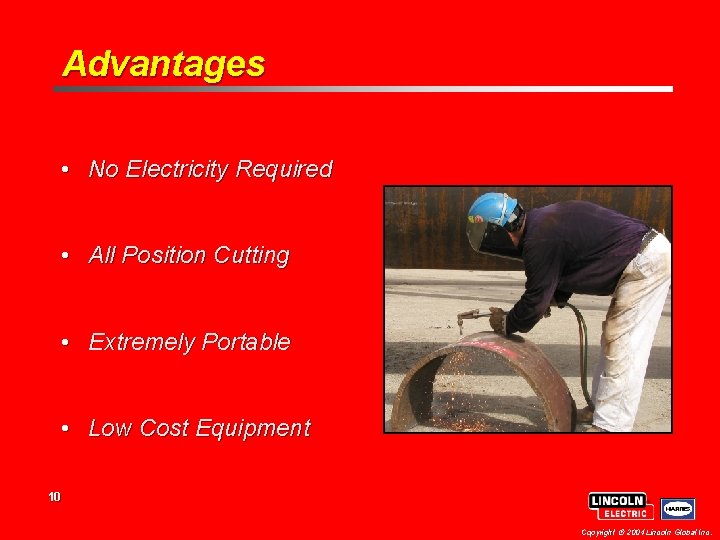 Advantages • No Electricity Required • All Position Cutting • Extremely Portable • Low