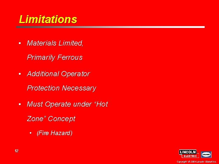 Limitations • Materials Limited, Primarily Ferrous • Additional Operator Protection Necessary • Must Operate