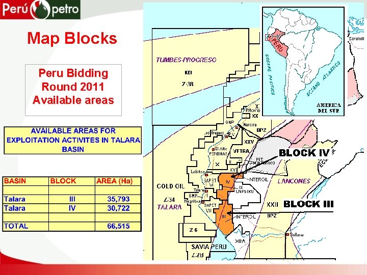 Map Blocks Peru Bidding Round 2011 Available areas 