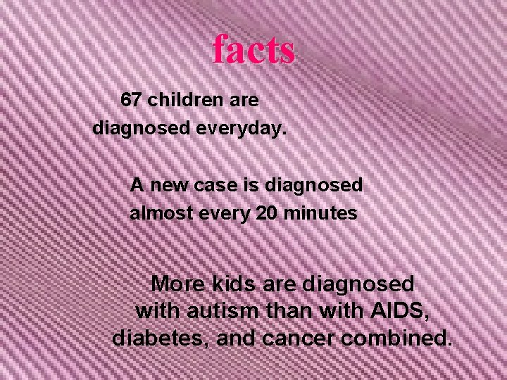 facts 67 children are diagnosed everyday. A new case is diagnosed almost every 20