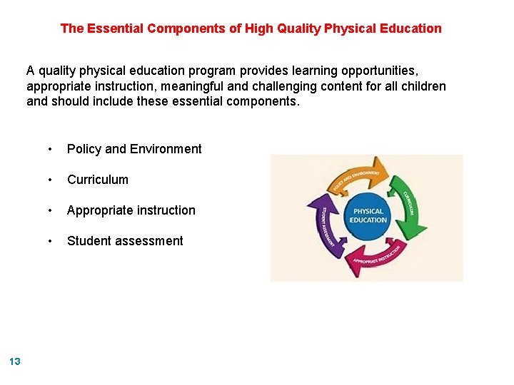 The Essential Components of High Quality Physical Education A quality physical education program provides