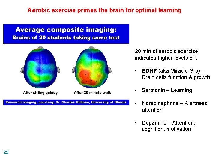 Aerobic exercise primes the brain for optimal learning 20 min of aerobic exercise indicates