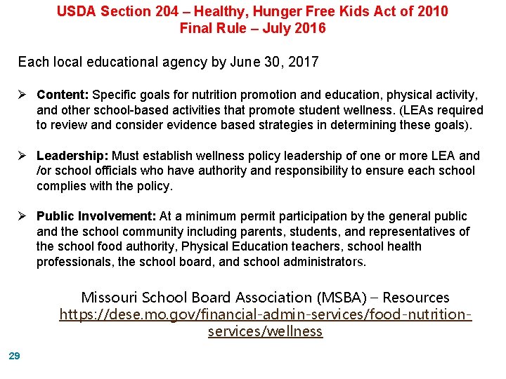 USDA Section 204 – Healthy, Hunger Free Kids Act of 2010 Final Rule –