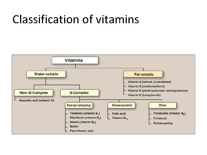 Classification of vitamins 