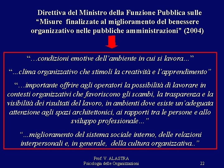Direttiva del Ministro della Funzione Pubblica sulle “Misure finalizzate al miglioramento del benessere organizzativo Direttiva del Ministro della Funzione Pubblica sulle “Misure finalizzate al miglioramento del benessere organizzativo