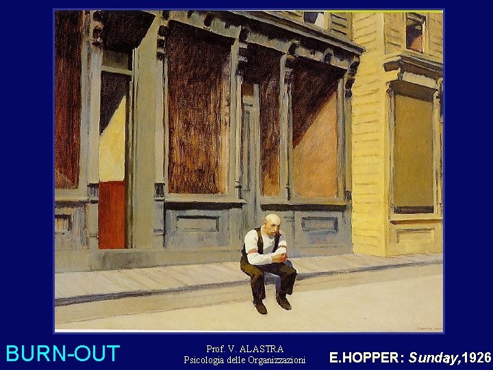 BURN-OUT Prof. V. ALASTRA Psicologia delle Organizzazioni E. HOPPER: Sunday, 1926 3 BURN-OUT Prof. V. ALASTRA Psicologia delle Organizzazioni E. HOPPER: Sunday, 1926 3