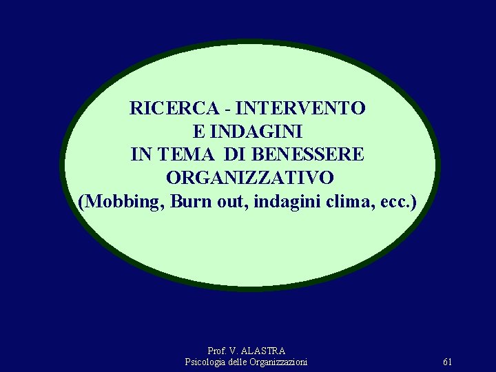 RICERCA - INTERVENTO E INDAGINI IN TEMA DI BENESSERE ORGANIZZATIVO (Mobbing, Burn out, indagini RICERCA - INTERVENTO E INDAGINI IN TEMA DI BENESSERE ORGANIZZATIVO (Mobbing, Burn out, indagini