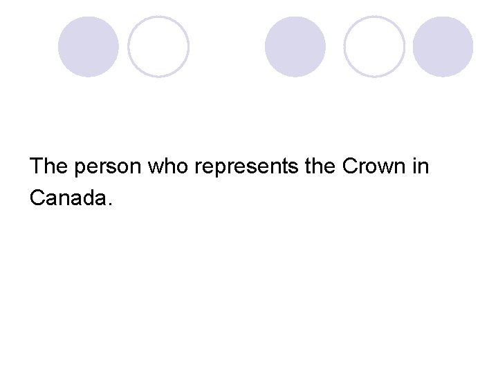 The person who represents the Crown in Canada. 