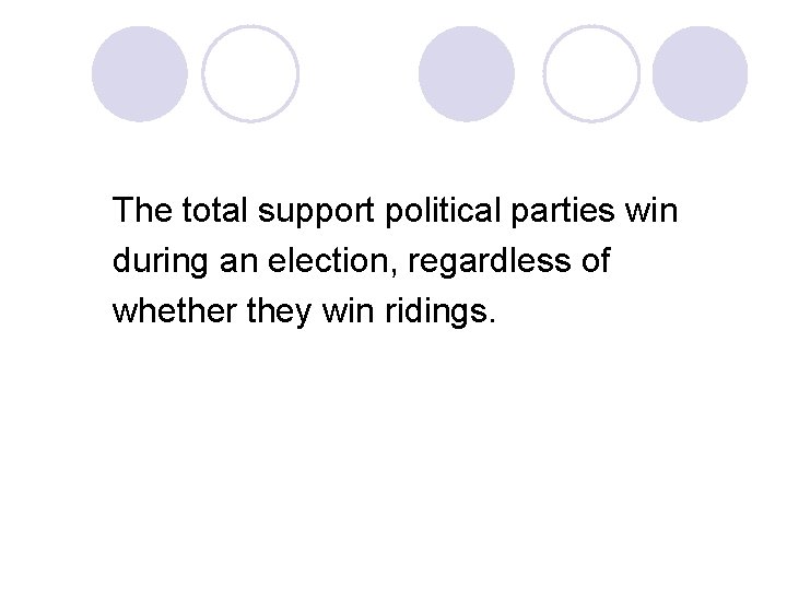 The total support political parties win during an election, regardless of whether they win