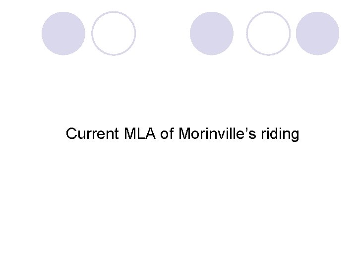 Current MLA of Morinville’s riding 