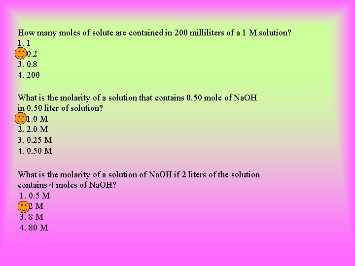 How many moles of solute are contained in 200 milliliters of a 1 M