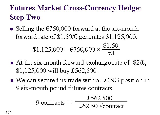 Futures Market Cross-Currency Hedge: Step Two Selling the € 750, 000 forward at the