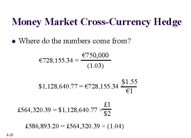 Money Market Cross-Currency Hedge l Where do the numbers come from? € 750, 000