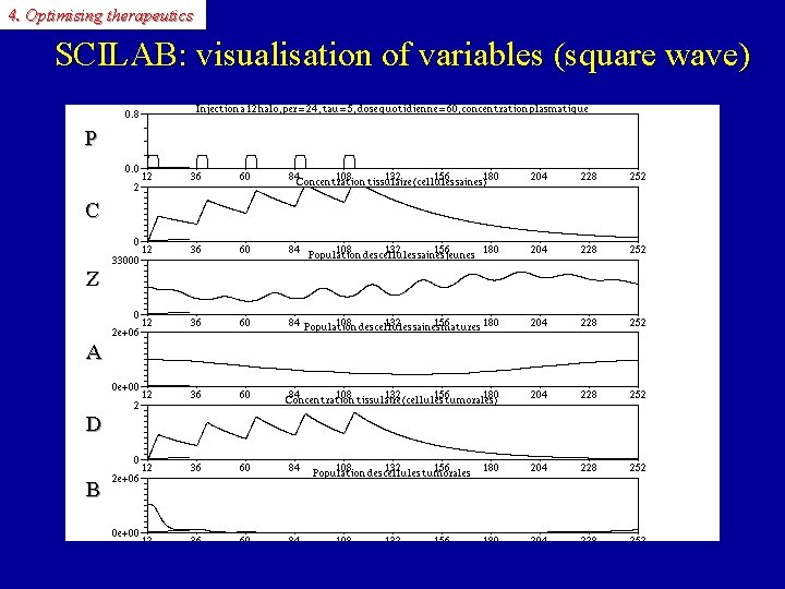 4. Optimising therapeutics SCILAB: visualisation of variables (square wave) P C Z A D