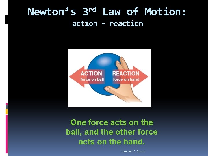 Newton’s 3 rd Law of Motion: action - reaction One force acts on the