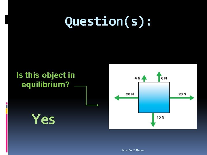 Question(s): Is this object in equilibrium? Yes Jennifer C. Brown 