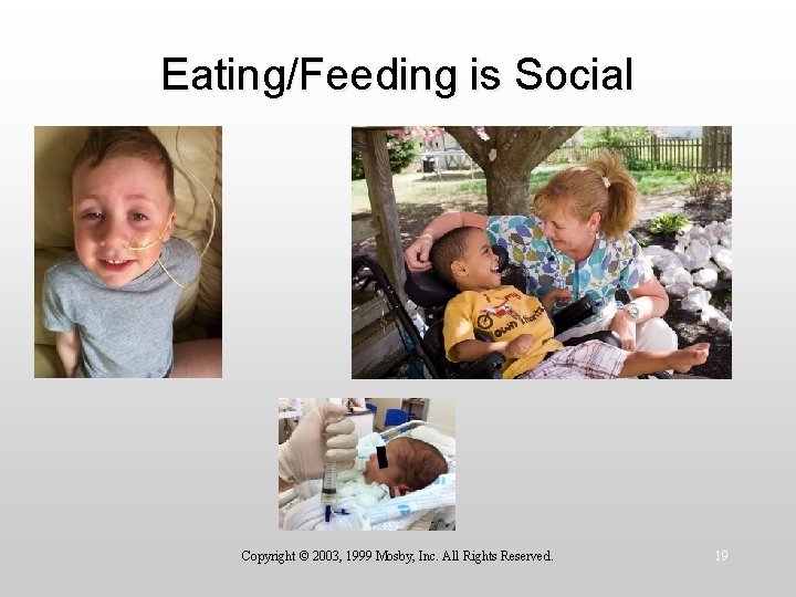 Eating/Feeding is Social Copyright © 2003, 1999 Mosby, Inc. All Rights Reserved. 19 