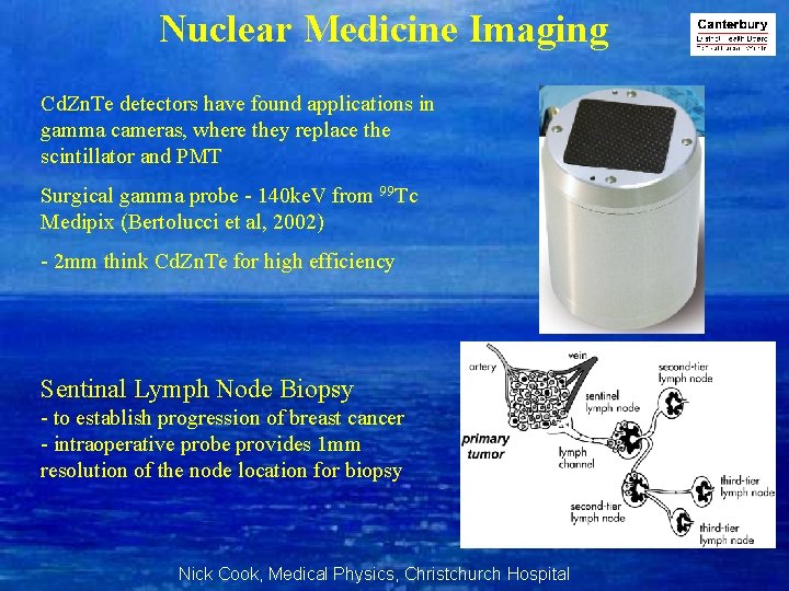 Nuclear Medicine Imaging Cd. Zn. Te detectors have found applications in gamma cameras, where