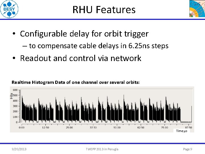 RHU Features • Configurable delay for orbit trigger – to compensate cable delays in