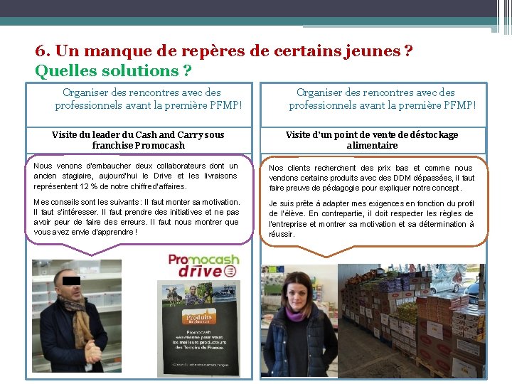 6. Un manque de repères de certains jeunes ? Quelles solutions ? Organiser des