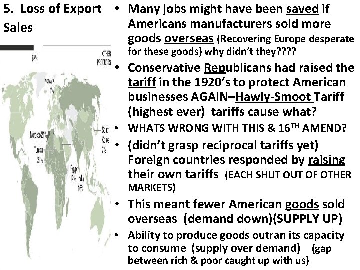 5. Loss of Export • Many jobs might have been saved if Americans manufacturers